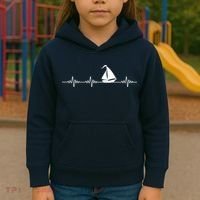 Heartbeat Sailing Sailboat Kids Hoodie thumb 3