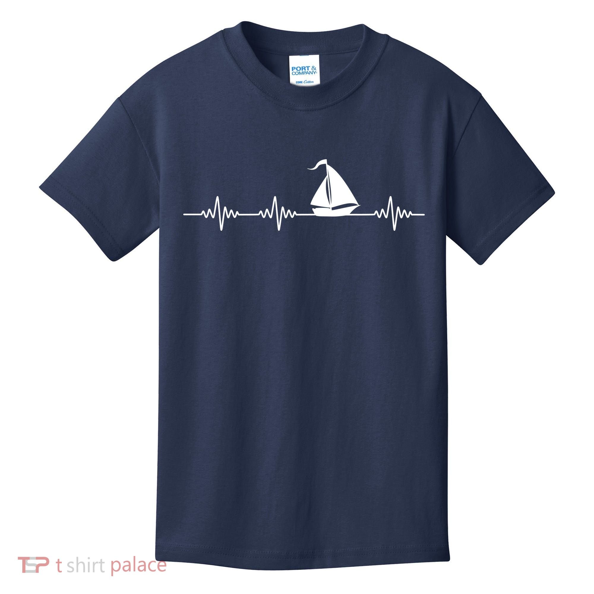 Heartbeat Sailing Sailboat Kids T-Shirt