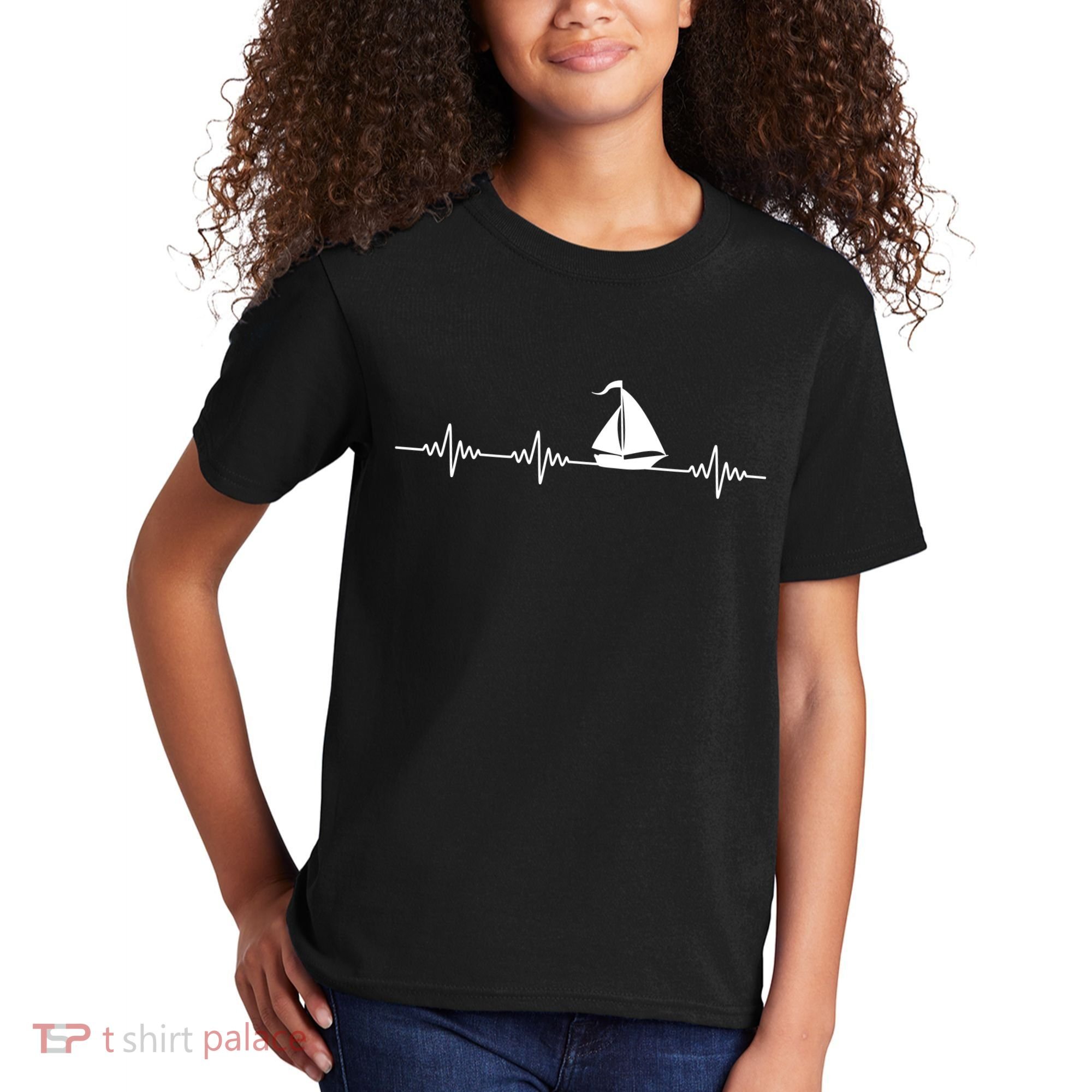 Heartbeat Sailing Sailboat Kids T-Shirt