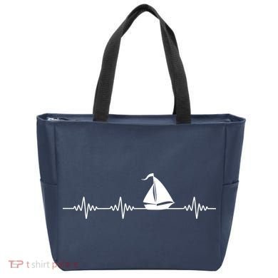 Heartbeat Sailing Sailboat Tote Bag