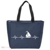 Heartbeat Sailing Sailboat Tote Bag thumb 0