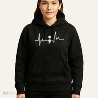 Heartbeat Semicolon Suicide Prevention Awareness Graphic Hoodie thumb 5