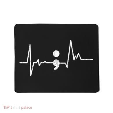 Heartbeat Semicolon Suicide Prevention Awareness Graphic Mousepad