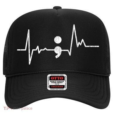 Heartbeat Semicolon Suicide Prevention Awareness Graphic Hat