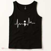 Heartbeat Semicolon Suicide Prevention Awareness Graphic Tank Top thumb 2