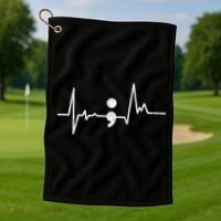 Heartbeat Semicolon Suicide Prevention Awareness Graphic Golf Towel thumb 1