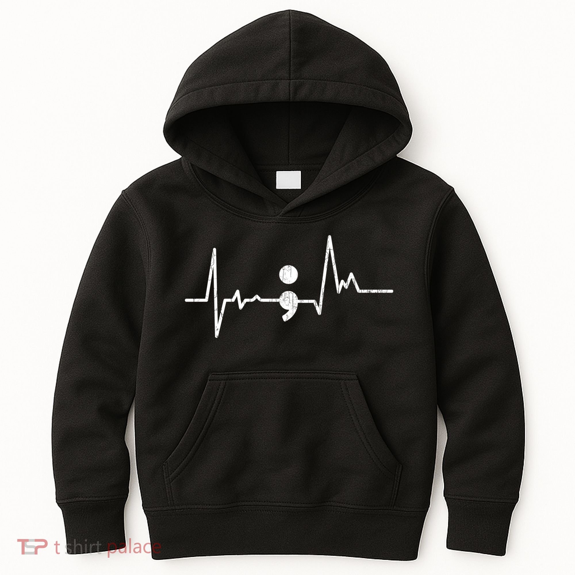Heartbeat Semicolon Suicide Prevention Awareness Graphic Kids Hoodie