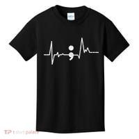 Heartbeat Semicolon Suicide Prevention Awareness Graphic Kids T-Shirt thumb 0