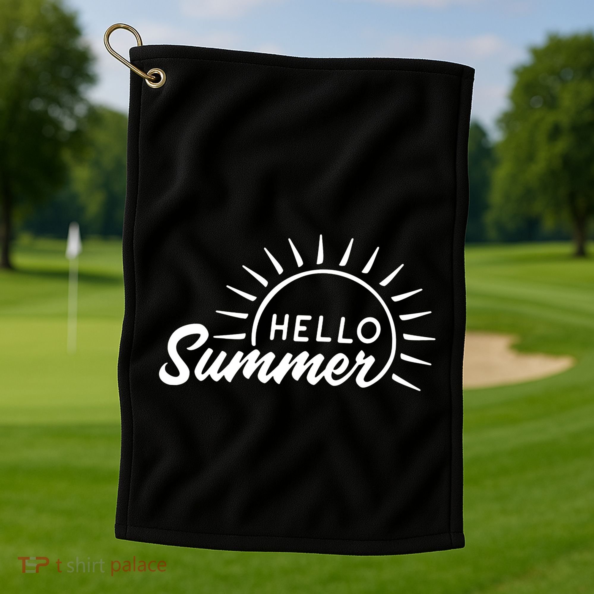 Hello Summer Sunset Golf Towel