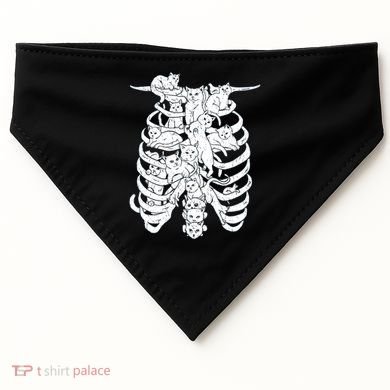 Human Skeleton Spine Cats USA-Made Doggie Bandana