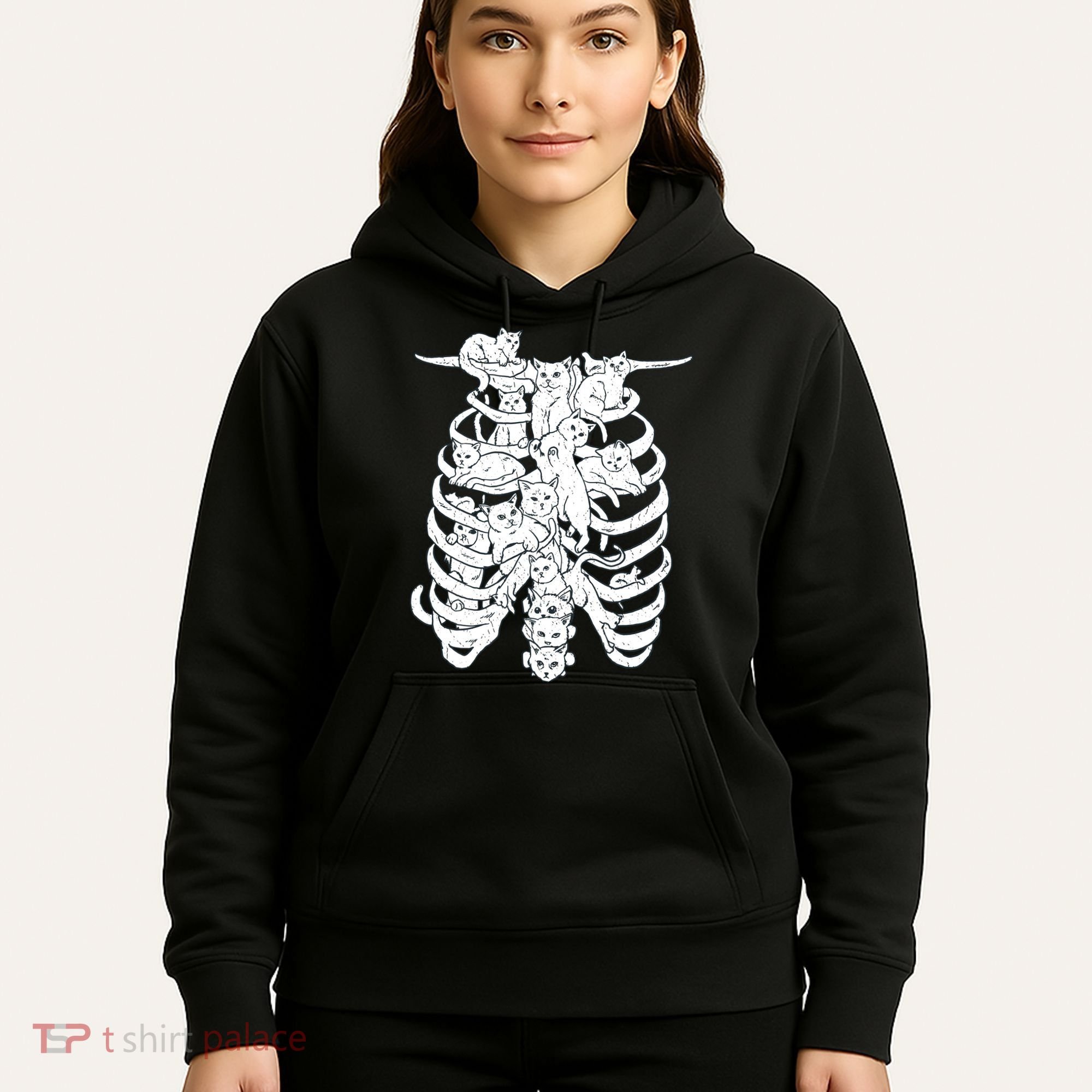 Human Skeleton Spine Cats Hoodie