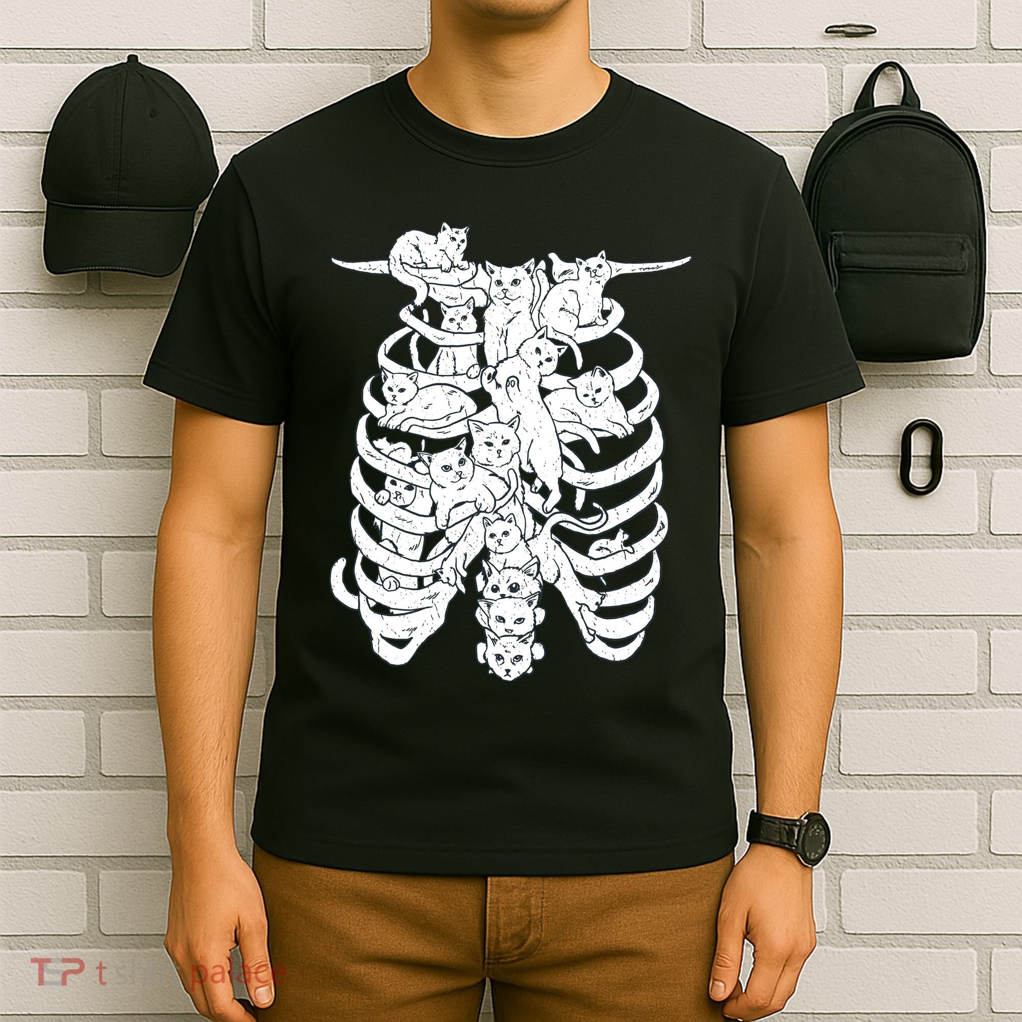 Human Skeleton Spine Cats T-Shirt