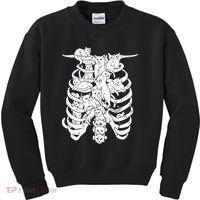 Human Skeleton Spine Cats Kids Sweatshirt thumb 0