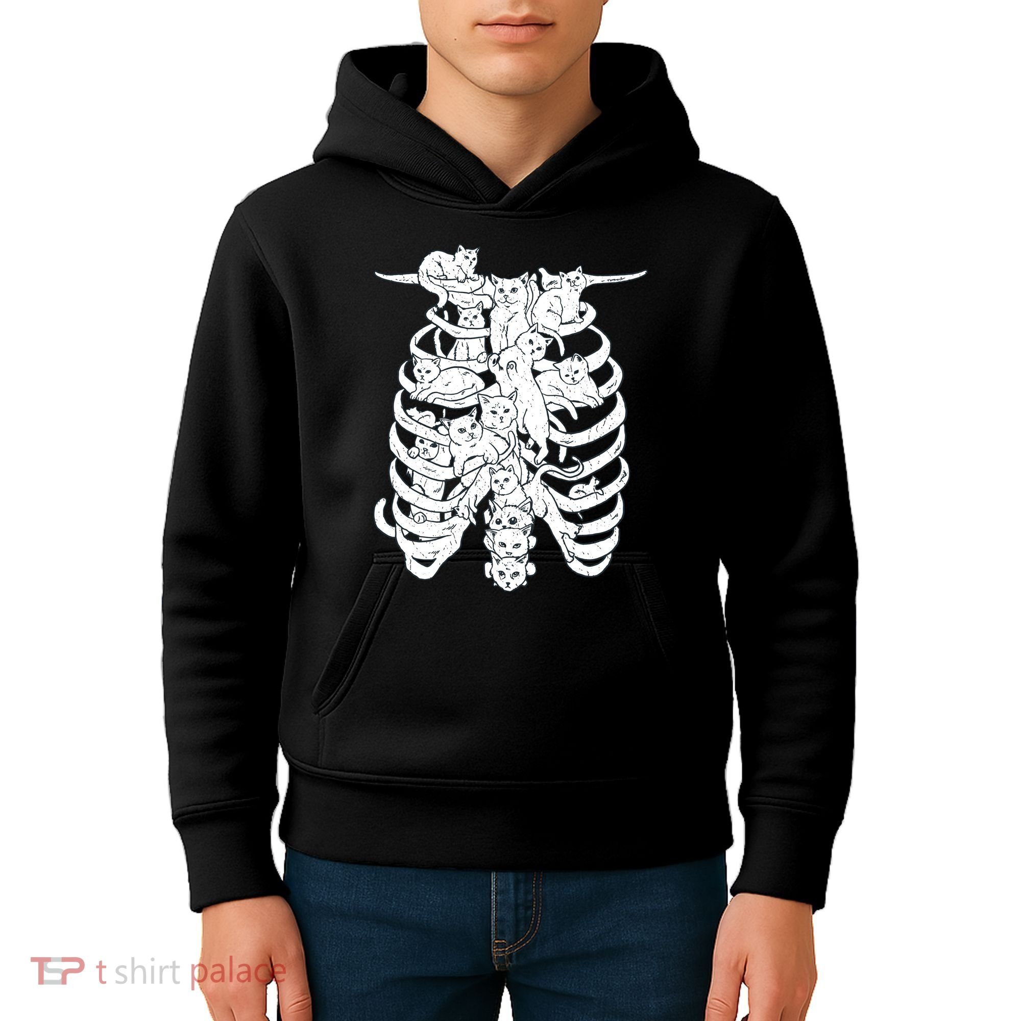 Human Skeleton Spine Cats Kids Hoodie