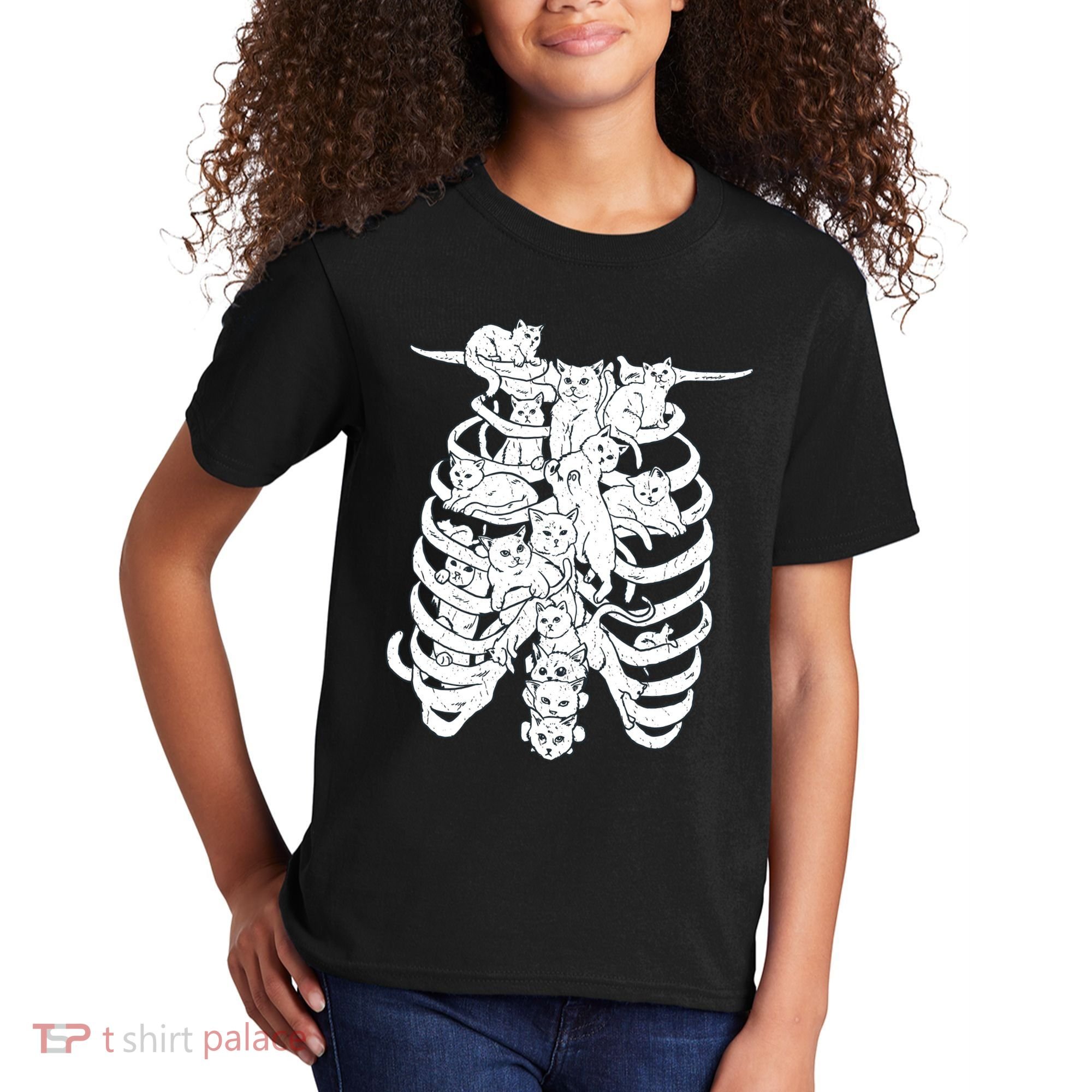 Human Skeleton Spine Cats Kids T-Shirt