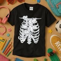Human Skeleton Spine Cats Kids T-Shirt thumb 3