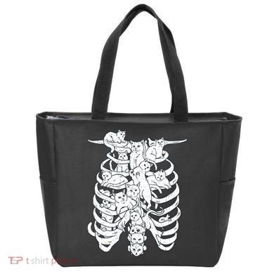 Human Skeleton Spine Cats Tote Bag