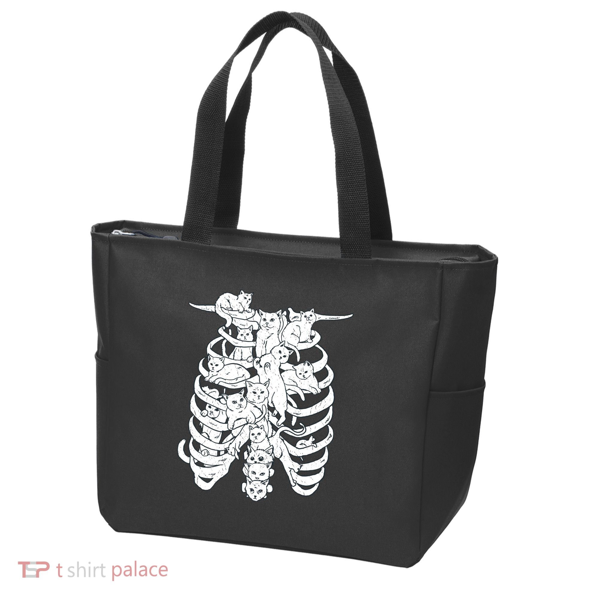 Human Skeleton Spine Cats Tote Bag