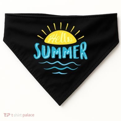 Hello Summer Sunset Ocean Wave USA-Made Doggie Bandana