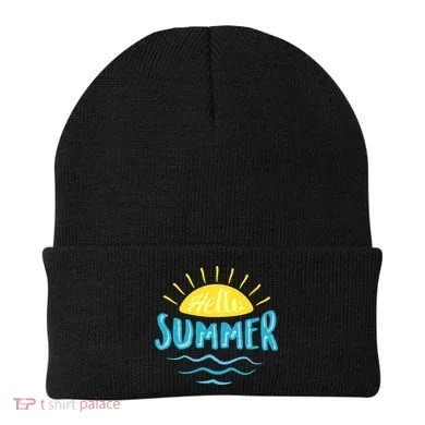 Hello Summer Sunset Ocean Wave Beanie