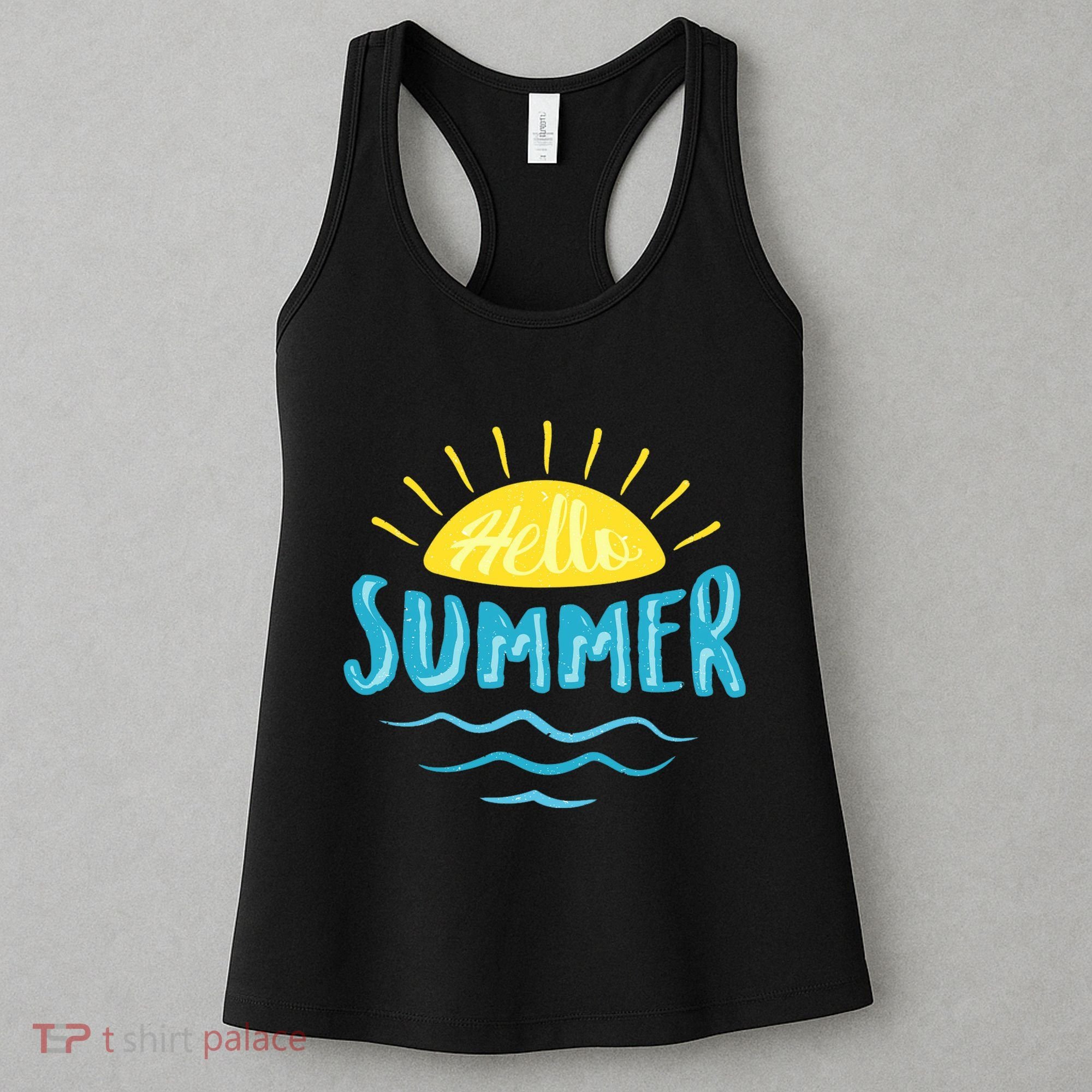Hello Summer Sunset Ocean Wave Women's Tank Top