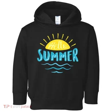 Hello Summer Sunset Ocean Wave Toddler Hoodie