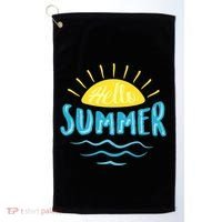Hello Summer Sunset Ocean Wave Golf Towel thumb 0