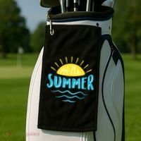 Hello Summer Sunset Ocean Wave Golf Towel thumb 2