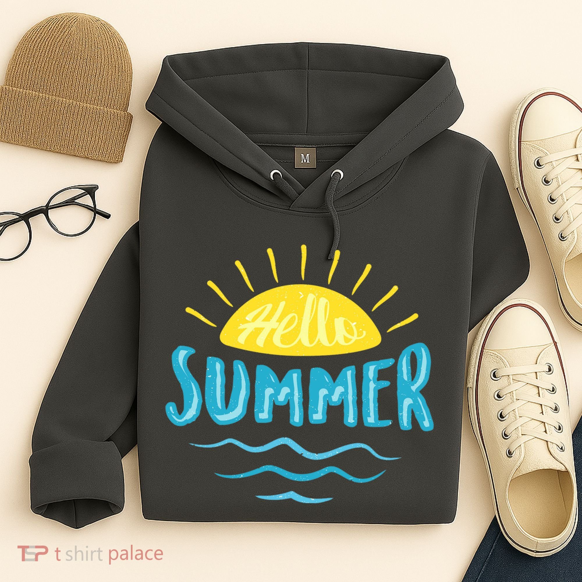 Hello Summer Sunset Ocean Wave Hoodie