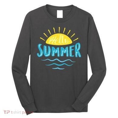 Hello Summer Sunset Ocean Wave Long Sleeve Shirt