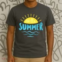Hello Summer Sunset Ocean Wave T-Shirt thumb 3