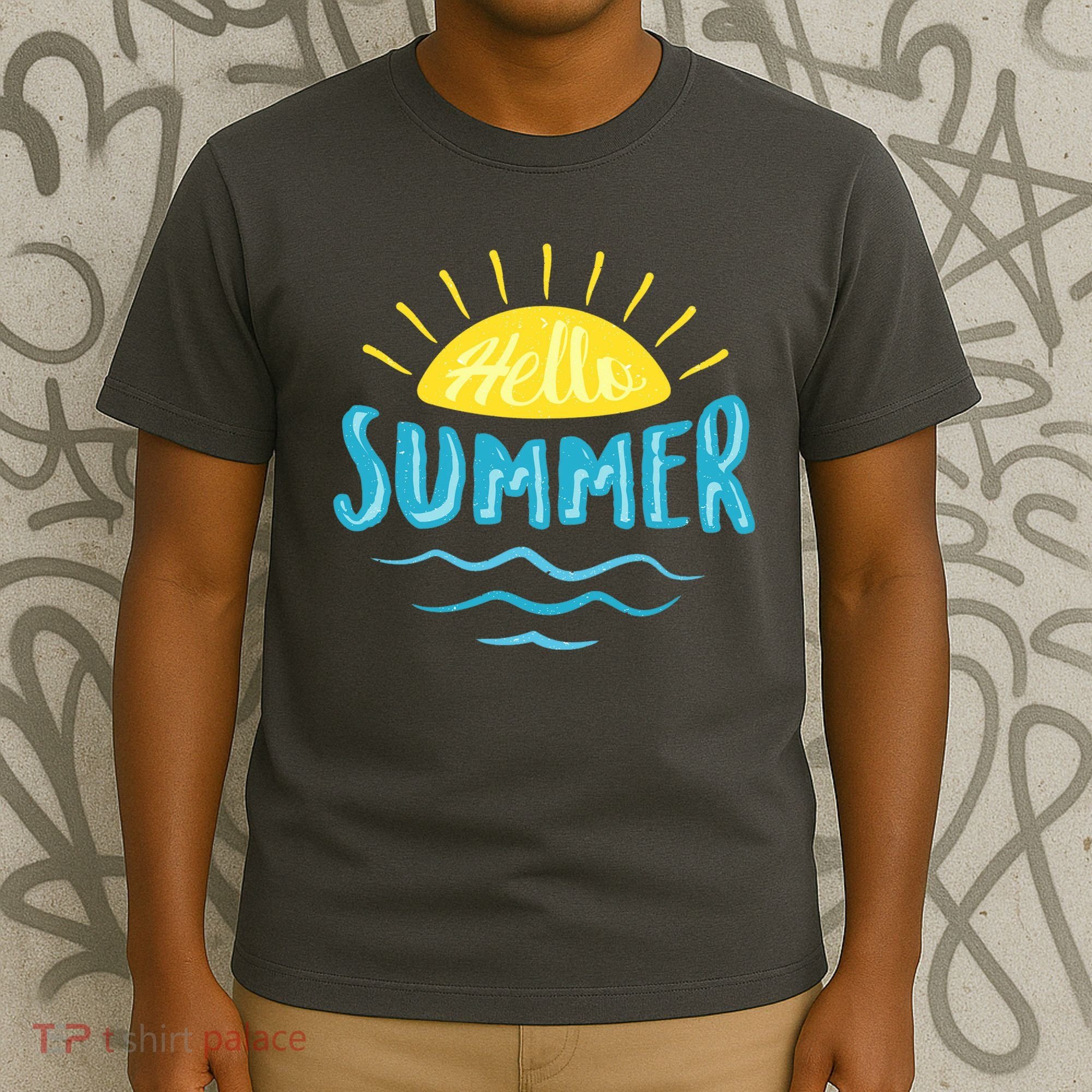 Hello Summer Sunset Ocean Wave T-Shirt