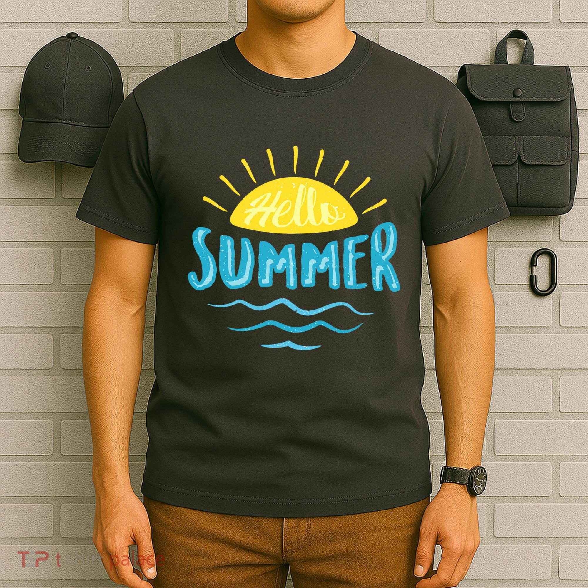 Hello Summer Sunset Ocean Wave T-Shirt