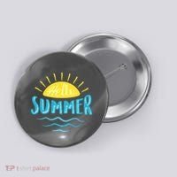 Hello Summer Sunset Ocean Wave Button thumb 0