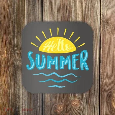 Hello Summer Sunset Ocean Wave Coaster