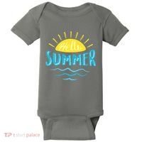 Hello Summer Sunset Ocean Wave Baby Bodysuit thumb 0