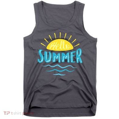 Hello Summer Sunset Ocean Wave Tank Top