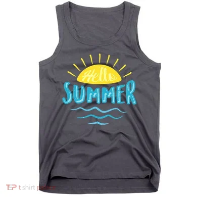 Hello Summer Sunset Ocean Wave Tank Top