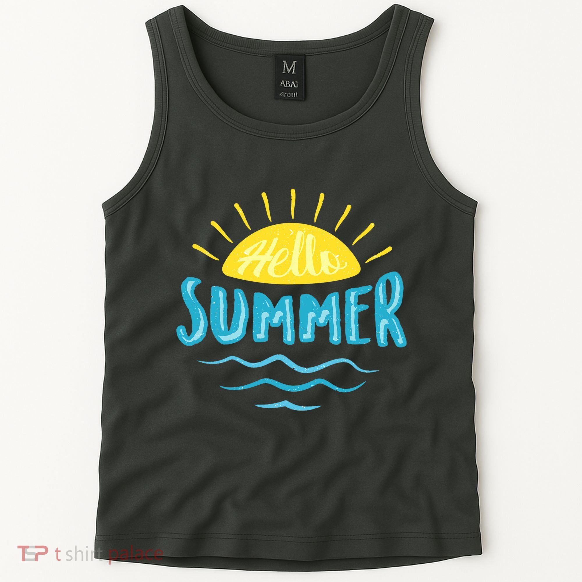 Hello Summer Sunset Ocean Wave Tank Top