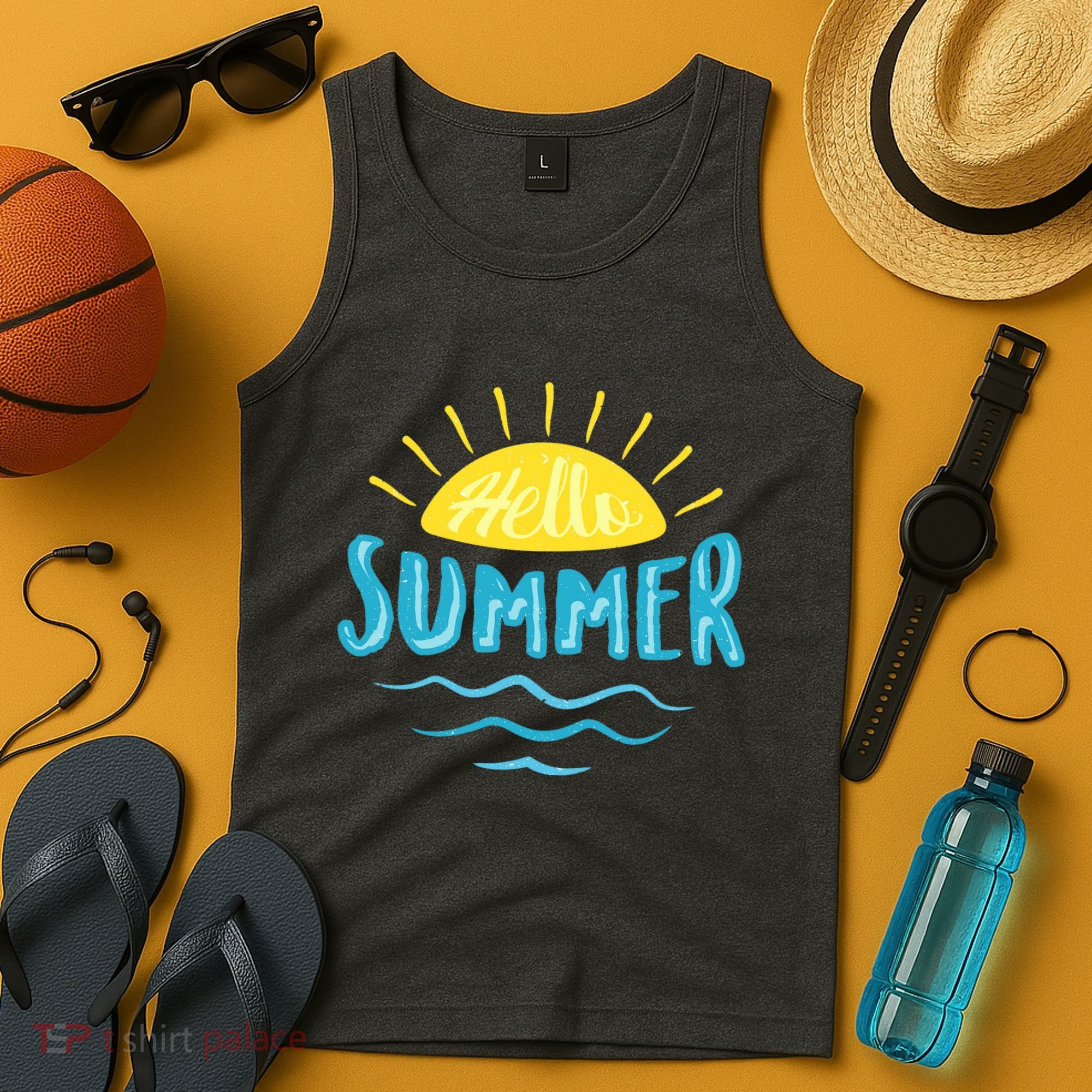 Hello Summer Sunset Ocean Wave Tank Top