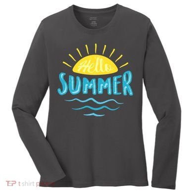 Hello Summer Sunset Ocean Wave Women's Long Sleeve Shirt