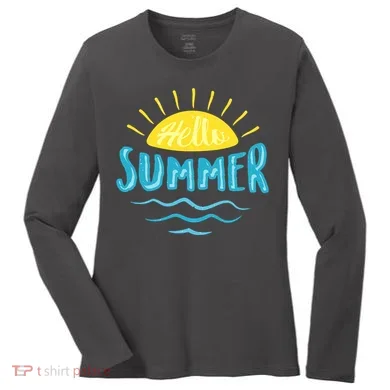 Hello Summer Sunset Ocean Wave Women's Long Sleeve Shirt