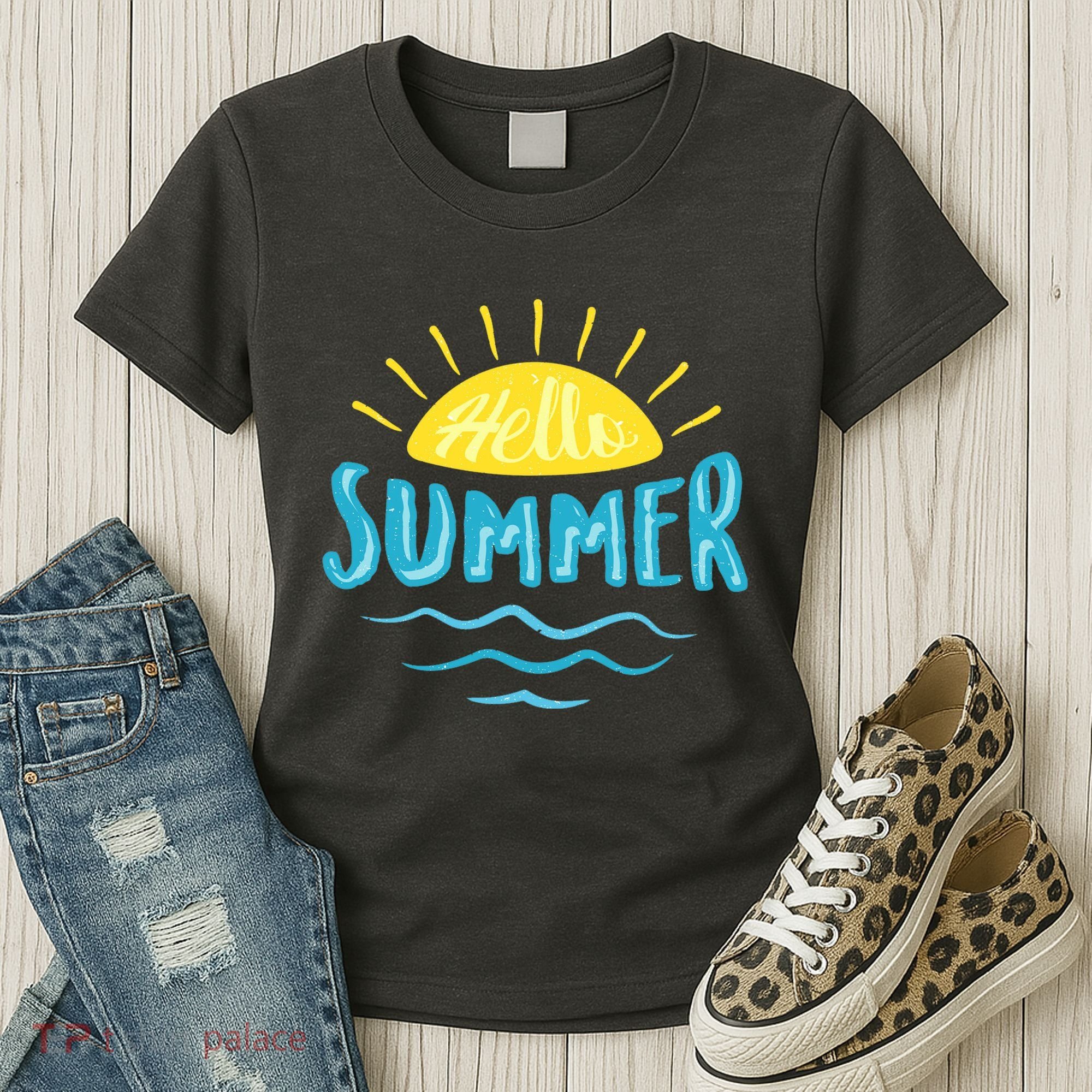 Hello Summer Sunset Ocean Wave Women's T-Shirt