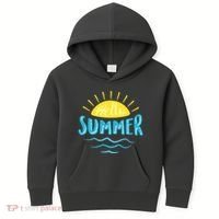 Hello Summer Sunset Ocean Wave Kids Hoodie thumb 0