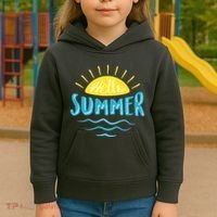 Hello Summer Sunset Ocean Wave Kids Hoodie thumb 3