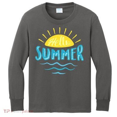 Hello Summer Sunset Ocean Wave Kids Long Sleeve Shirt