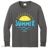 Hello Summer Sunset Ocean Wave Kids Long Sleeve Shirt thumb 0