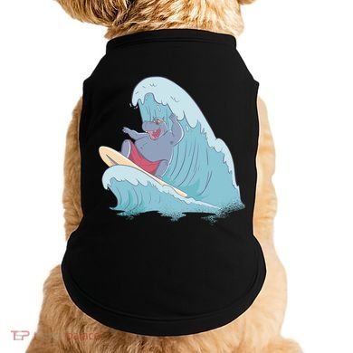 Hippo Surfing Surf Hippopotamus Wave Ocean Beach Gift Doggie Tank