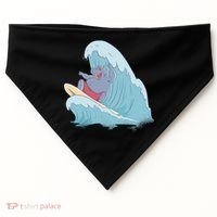 Hippo Surfing Surf Hippopotamus Wave Ocean Beach Gift USA-Made Doggie Bandana thumb 0