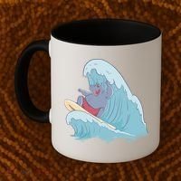 Hippo Surfing Surf Hippopotamus Wave Ocean Beach Gift Coffee Mug thumb 2